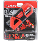 Dekton 3 In 1 Multipurpose Pin-point Laser Spirit Level With Tape Measure